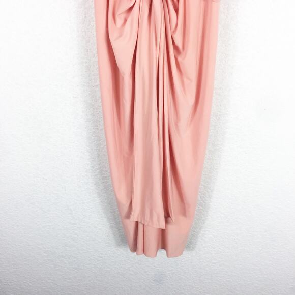 MISA Los Angeles Domino Draped Mini Dress Medium Coral Pink Jersey Cocktail - Picture 10 of 15